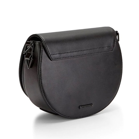 New ▶️ Rebecca Minkoff ◀️ Black Astor Saddle Bag Flap Open MSRP $295 - Picture 2 of 10